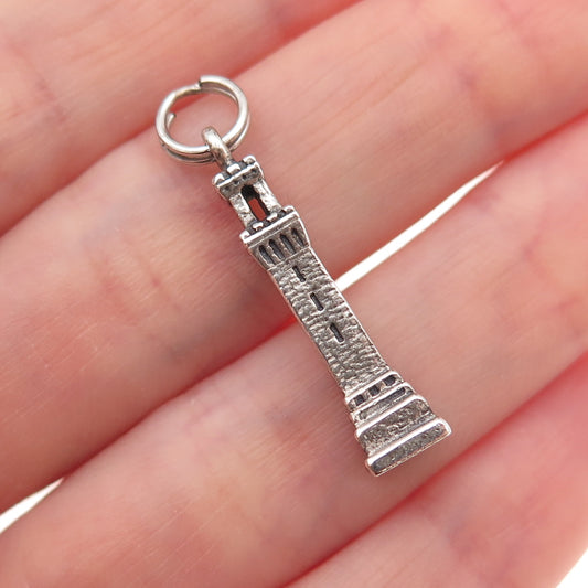 Bates & Klinke 925 Sterling Silver Vintage Pilgrim Monument 3D Charm Pendant