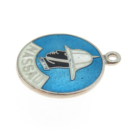 BMCO 925 Sterling Silver Antique Art Deco Enamel "Nassau" Soldier Pendant
