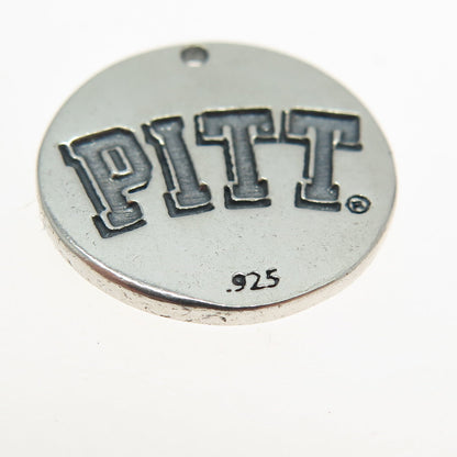 925 Sterling Silver Vintage Pit Bull Dog "PITT" Round Tag Charm Pendant