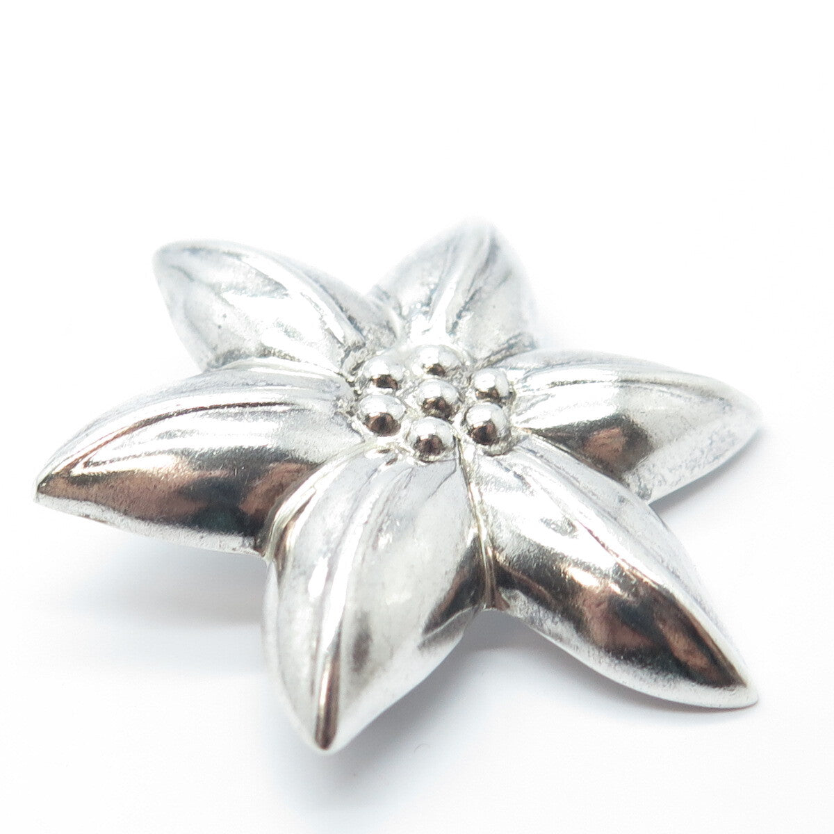 925 Sterling Silver Vintage Petal Floral Pin Brooch