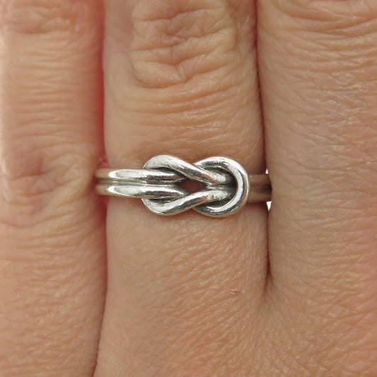 925 Sterling Silver Vintage Mariner Lone Knot Ring Size 6.25