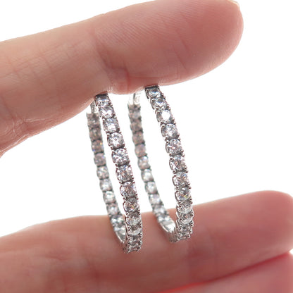 KLEO 925 Sterling Silver Round-Cut C Z In & Out Hoop Earrings