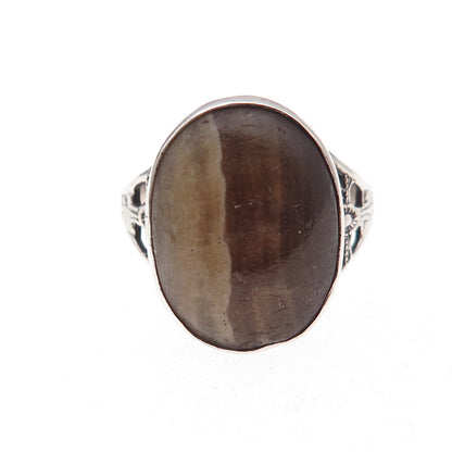 925 Sterling Silver Antique Art Deco Real Jasper Oxidized Ring Size 8.25
