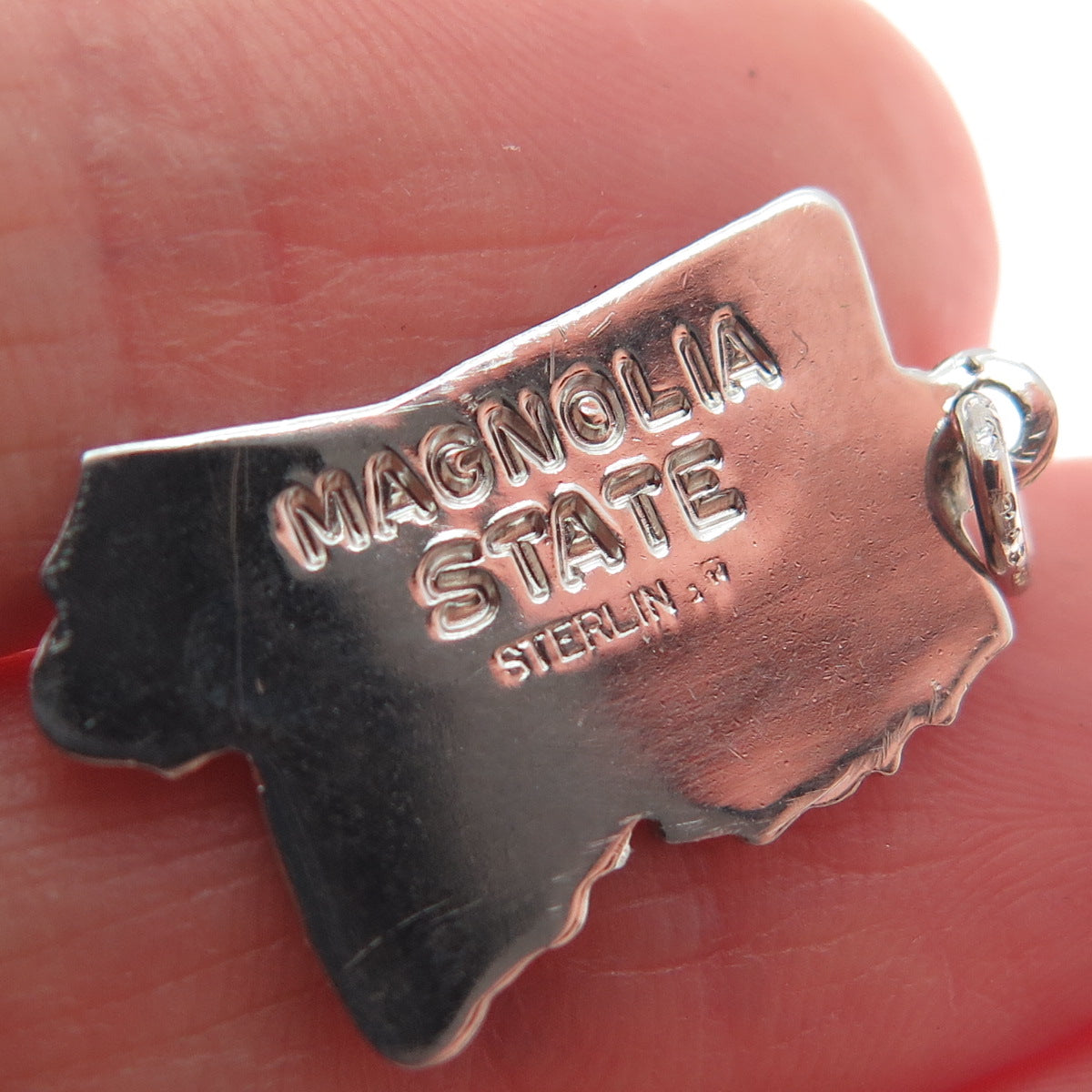 WELLS 925 Sterling Silver Vintage Enamel Mississippi Minimalist Charm Pendant