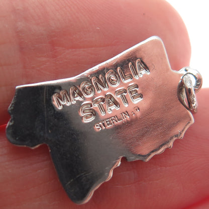WELLS 925 Sterling Silver Vintage Enamel Mississippi Minimalist Charm Pendant
