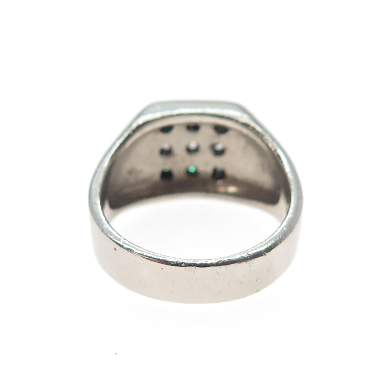 925 Sterling Silver Vintage Round-Cut C Z Signet Ring Size 8.75