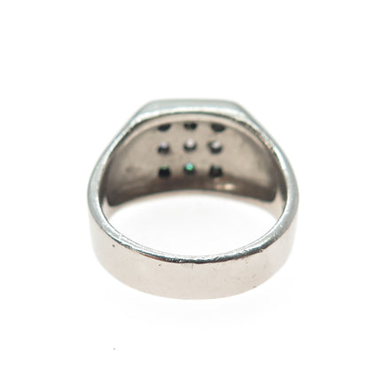 925 Sterling Silver Vintage Round-Cut C Z Signet Ring Size 8.75