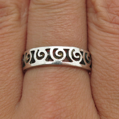 925 Sterling Silver Vintage Spiral All Around Band Ring Size 8.75