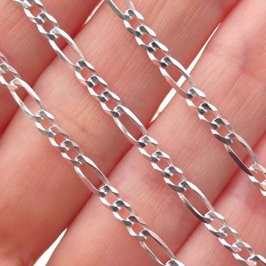 P. Lux 925 Sterling Silver Italy Figaro Chain Necklace 18"