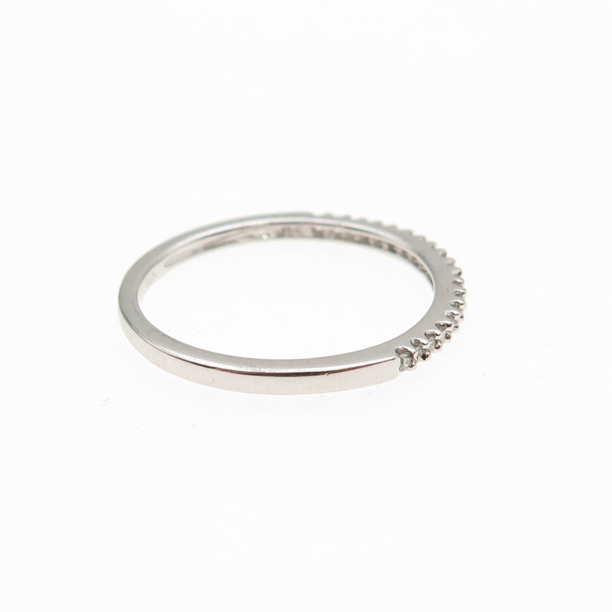 SUN 925 Sterling Silver Real Round-Cut Diamond Half Eternity Band Ring Size 7.25