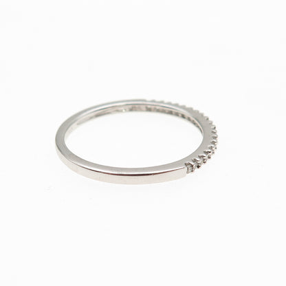 SUN 925 Sterling Silver Real Round-Cut Diamond Half Eternity Band Ring Size 7.25