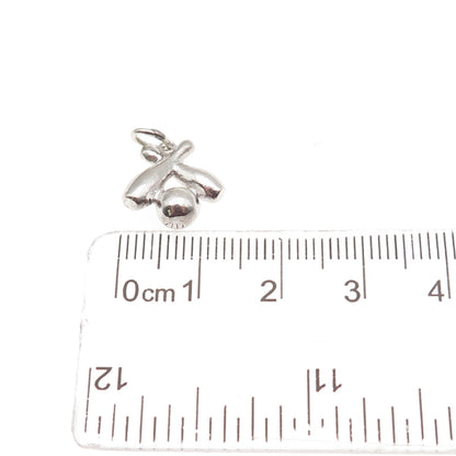 WELLS 925 Sterling Silver Vintage Bowling Pins & Ball Mini Charm Pendant