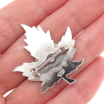Breadner Co. 925 Sterling Antique Art Deco Enamel Quebec Maple Leaf Pin Brooch
