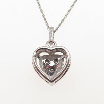 Jane Seymour 925 Sterling Silver 2-Tone Real Diamond Heart Chain Necklace 18"