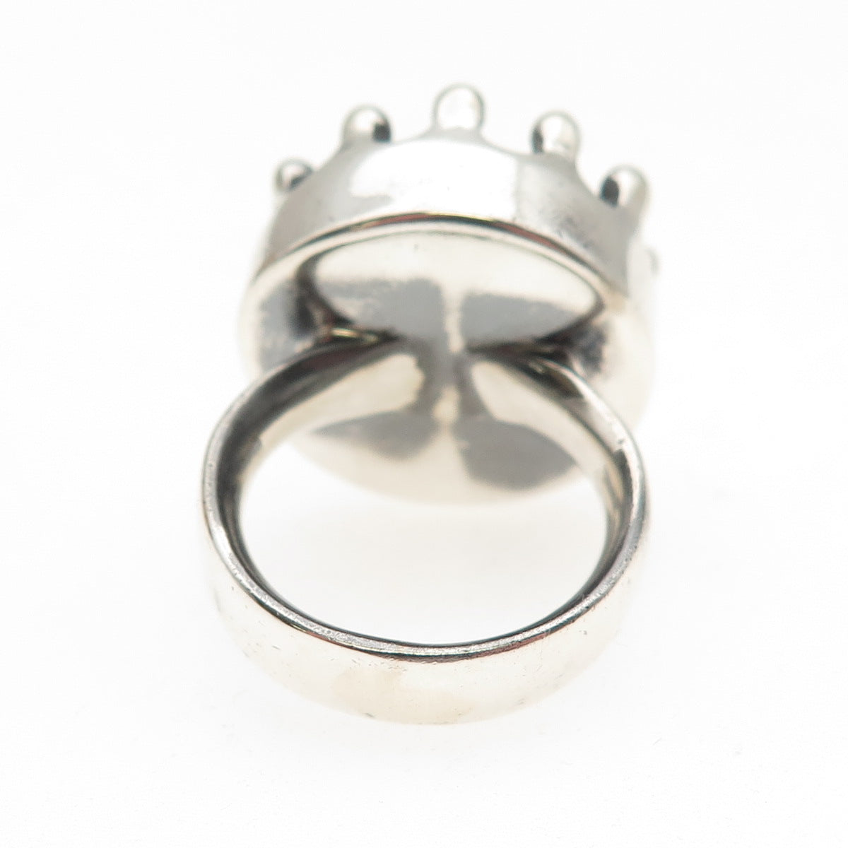 925 Sterling Silver Vintage Clear Crystal Modernist Crown Ring Size 5.25