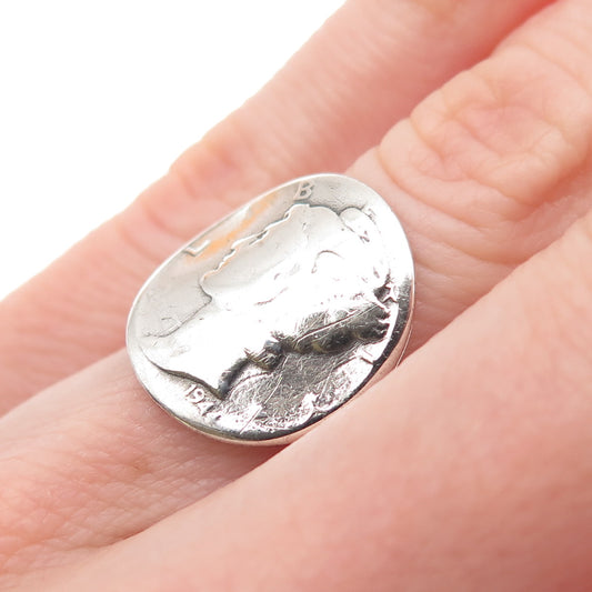 900 Silver Antique 1944 US One Mercury Dime Coin Ring Size 4.25