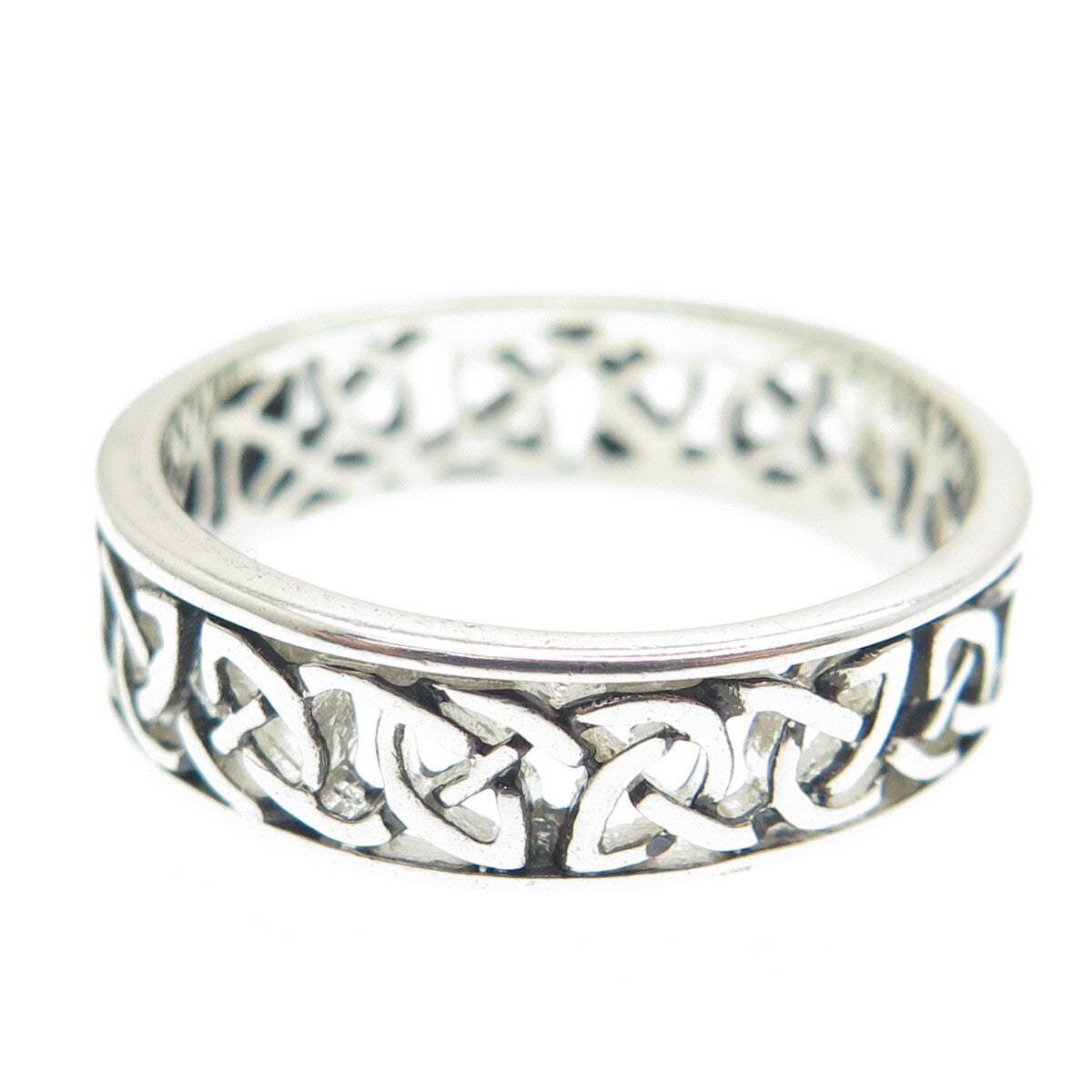 925 Sterling Silver Vintage Celtic Knot Oxidized Band Ring Size 9.25