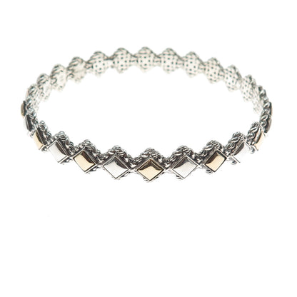 JAI by John Hardy 14K Gold 925 Sterling Silver Bangle Bracelet 8"