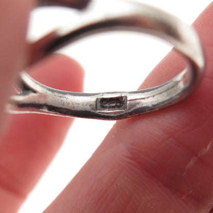 925 Sterling Silver Vintage Modernist Interlocked Oxidized Ring Size 8