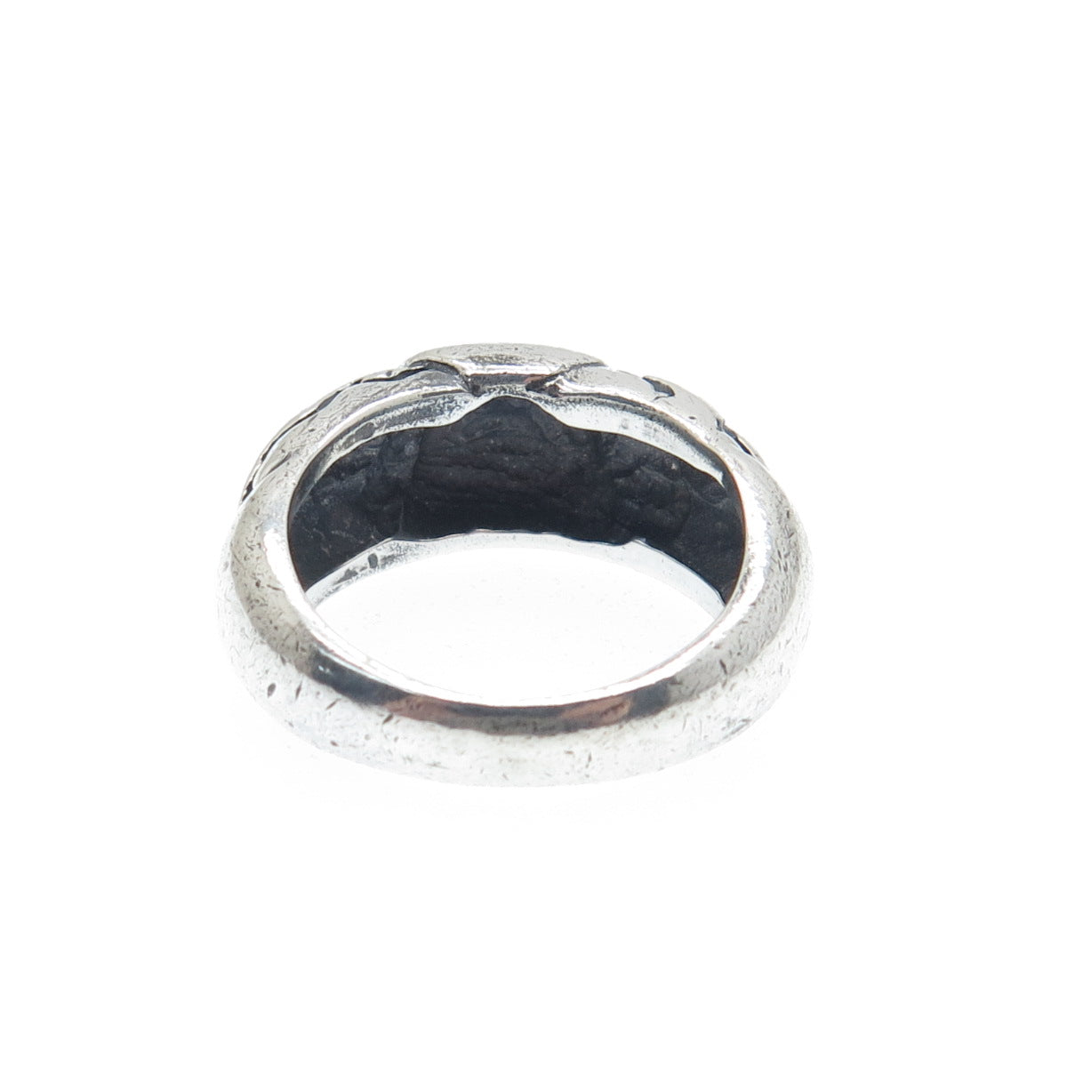 925 Sterling Silver Vintage Modernist Oxidized Ring Size 6.25