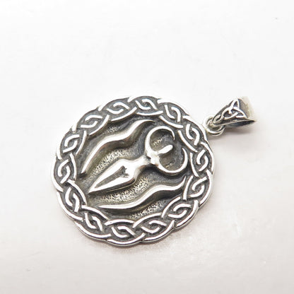 PETER STONE 925 Sterling Silver Vintage Nile River Goddess Celtic Pendant