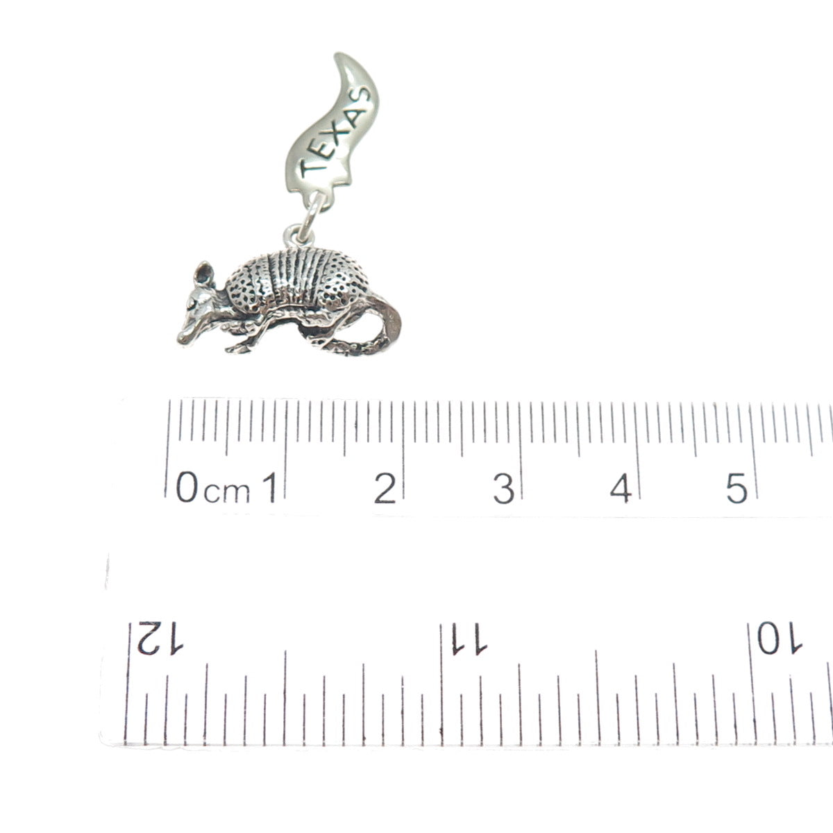 925 Sterling Silver Vintage Armadillo Texas Oxidized Minimalist Charm Pendant