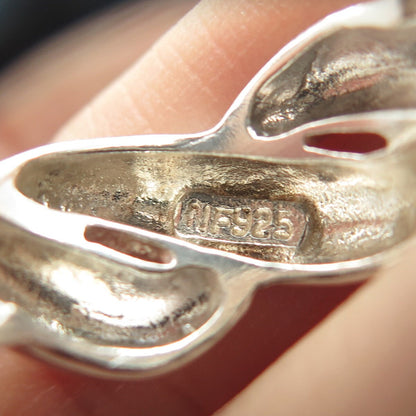 925 Sterling Silver Vintage Ribbed Ring Size 7