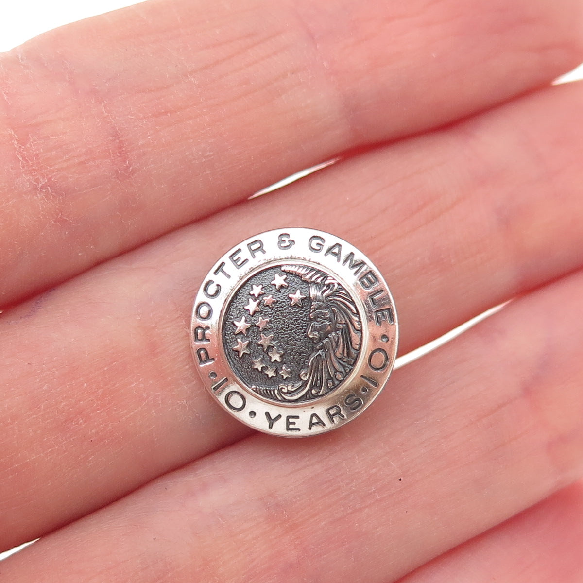 925 Sterling Silver Vintage Procter & Gamble 10-year Service Award Pin Brooch