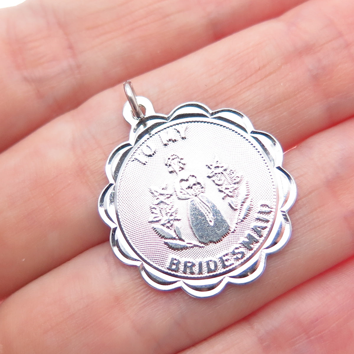CREA 925 Sterling Silver Vintage To My Bridesmaid Charm Pendant