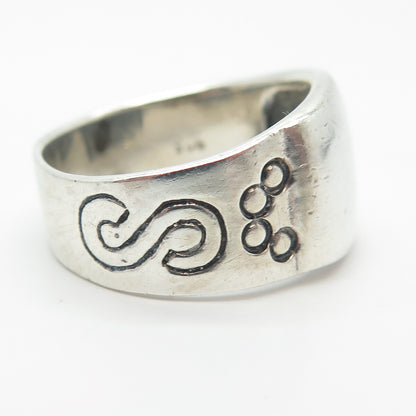 925 Sterling Silver Vintage Etched Ring Size 9