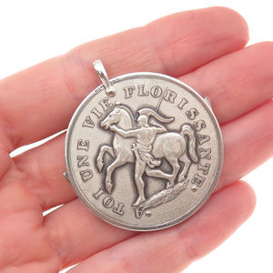 Hickok 925 Sterling Vintage "A Tuoi Une Vie Florissante" Token Knife Pendant