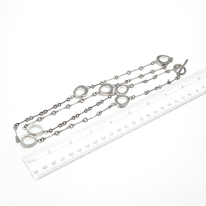 925 Sterling Silver Vintage Modernist Station Bar Chain Oxidized Necklace 32"