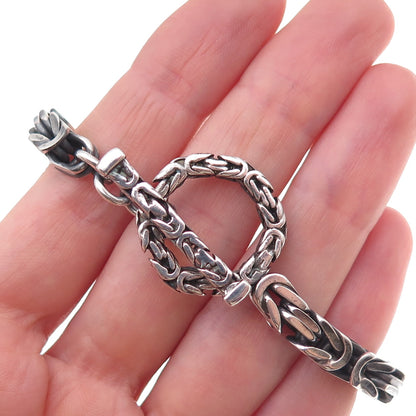 925 Sterling Silver Vintage Italy Byzantine Link Bracelet 6.75"