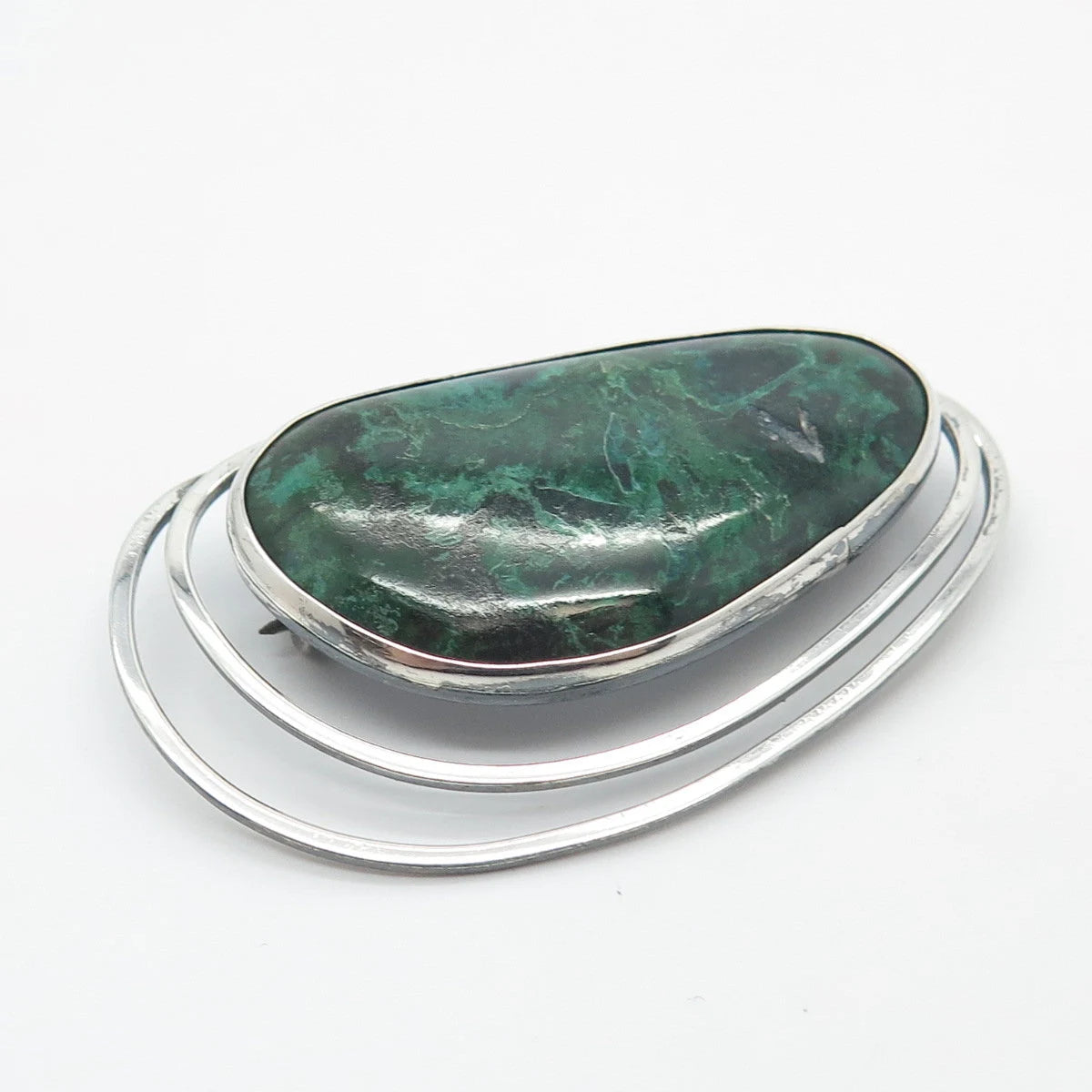 925 Sterling Silver Vintage Israel Real Eilat Gemstone Pin Brooch