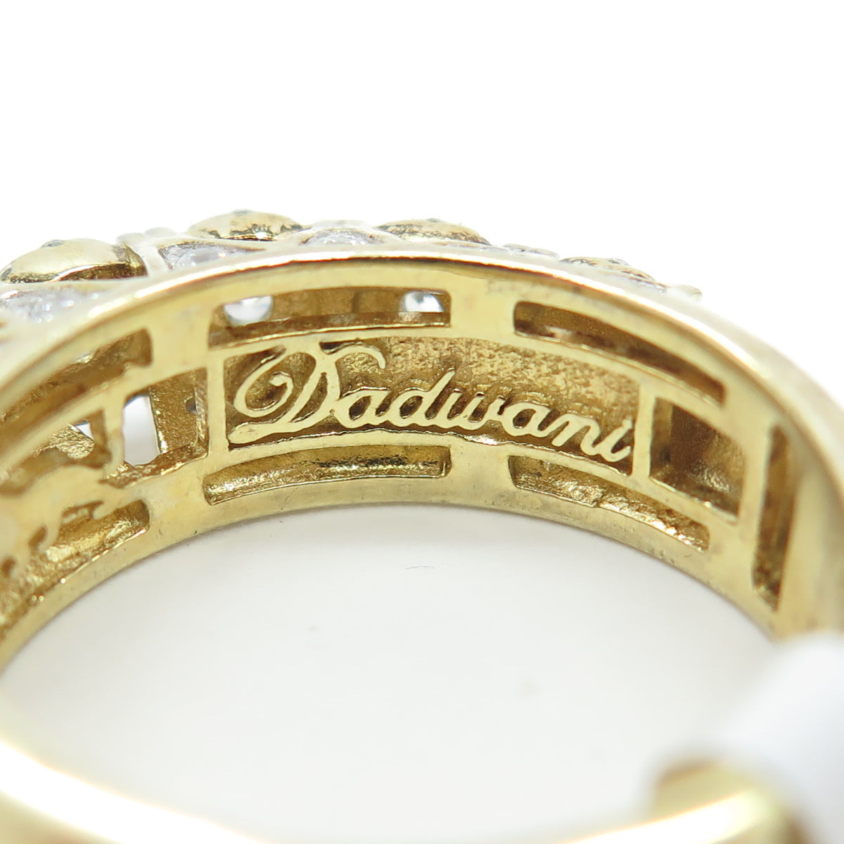 DADWANI 925 Sterling Silver Gold Plated Swarovski Crystal Ring Size 9.25