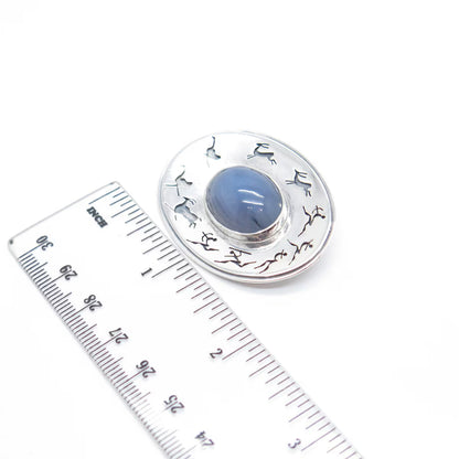 925 Sterling Silver Vintage Birger Haglund South Africa Agate Tribal Brooch