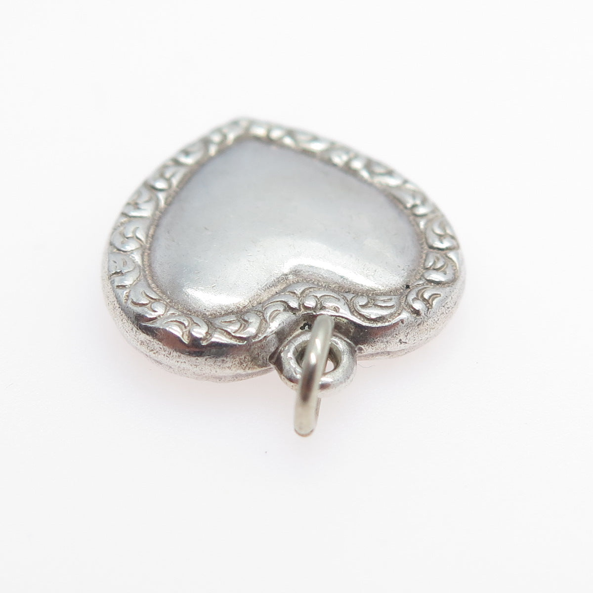 925 Sterling Silver Antique Art Deco Chatelaine Heart Minimalist Charm Pendant