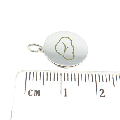 925 Sterling Silver Yellow Enamel Bird Cloud Charm Pendant