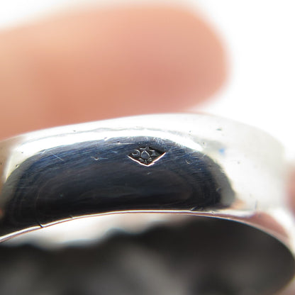 925 Sterling Silver Vintage France Puffy Heart Modernist Ring Size 7