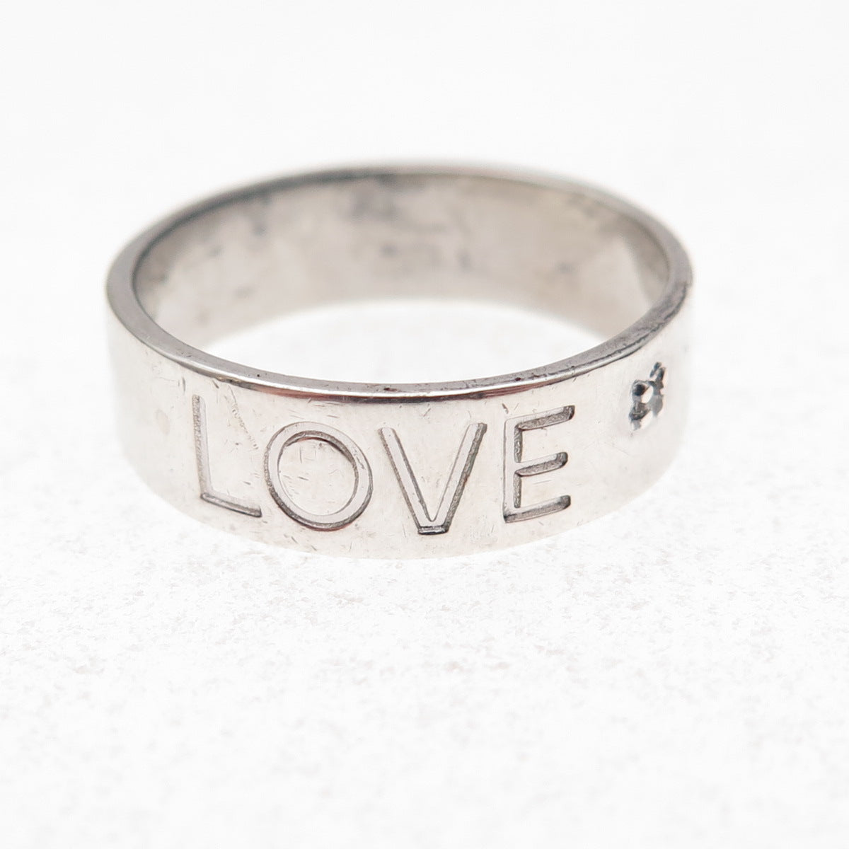 Ross Simons 925 Sterling Silver Real Diamond Love Band Ring Size 8.25