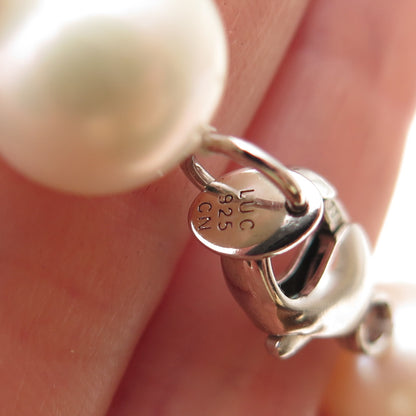 LUCAS LAMETH 925 Sterling Silver Vintage Real Pearl Beaded Necklace 24"