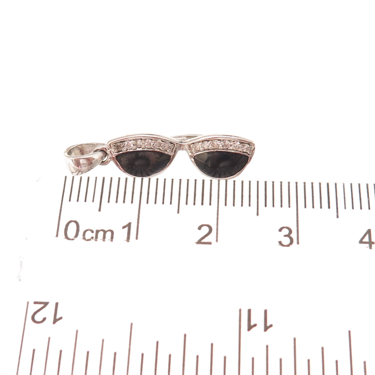 Jacmel Mauritius 925 Sterling Silver Vintage Enamel C Z Sunglasses Charm Pendant