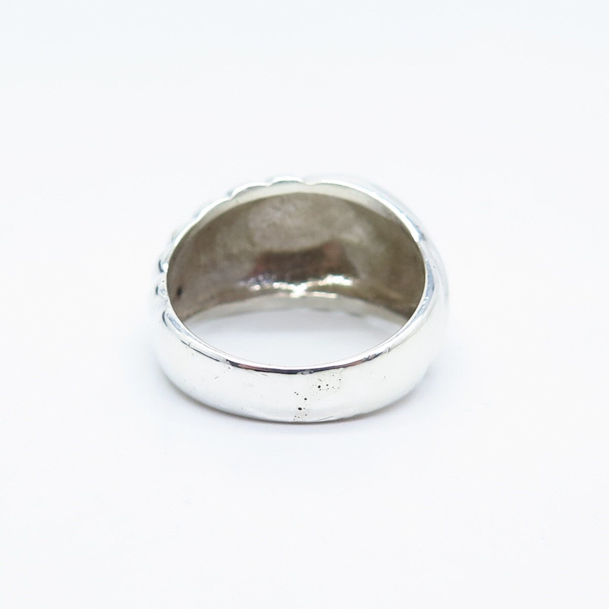 925 Sterling Silver Vintage Ribbed Ring Size 7.5