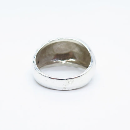 925 Sterling Silver Vintage Ribbed Ring Size 7.5