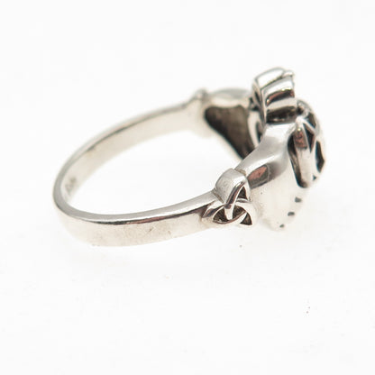 925 Sterling Vintage Real Amethyst Irish Claddagh Love You Baby Ring Size 8