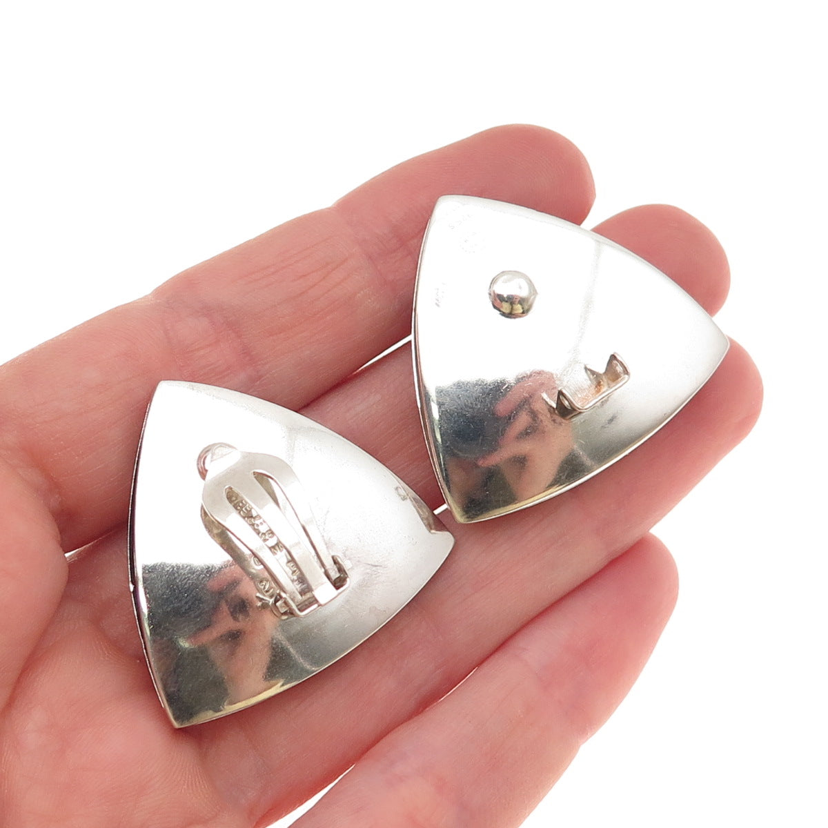Georg Jensen 925S Sterling Vintage Denmark Clip On Earrings #203B (missing clip)