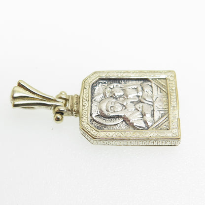 EUGENIO CAMPOS Sterling Silver 2-Tone Vintage St. Mary & Jesus Religious Pendant