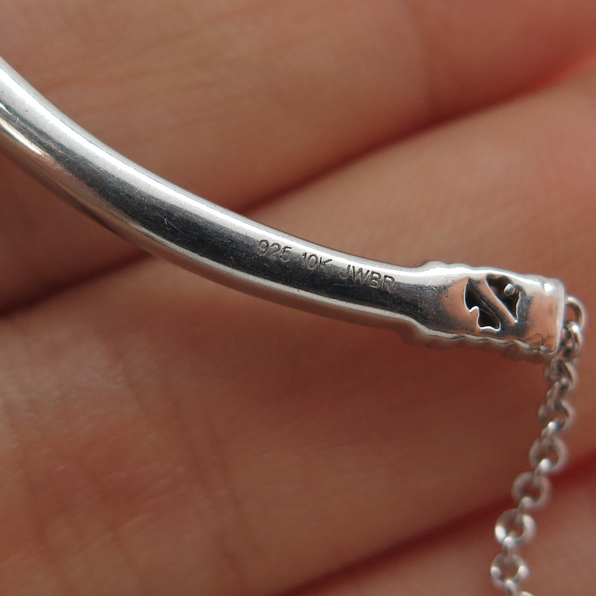 JANE SEYMOUR 10K Gold Sterling Silver Real Diamond Open Heart Bar Necklace 16"