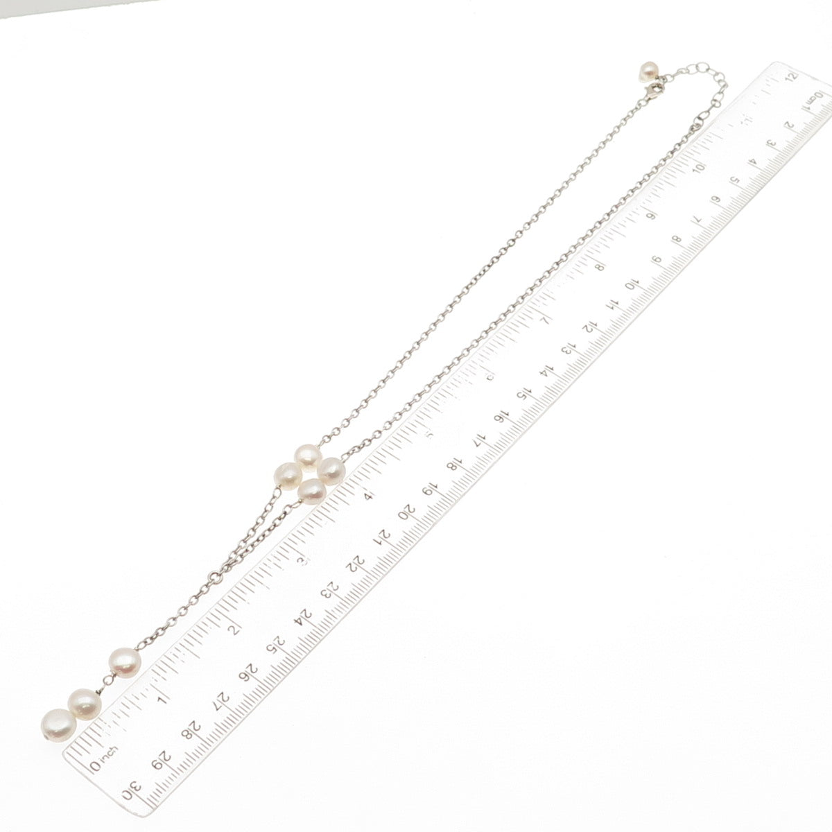 925 Sterling Silver Vintage Real Pearl Cable Chain Necklace 16-18"