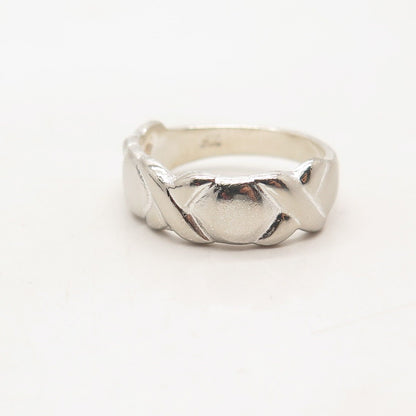 925 Sterling Silver Vintage Chapal-Zenray Inc. "X" Ribbed Ring Size 7